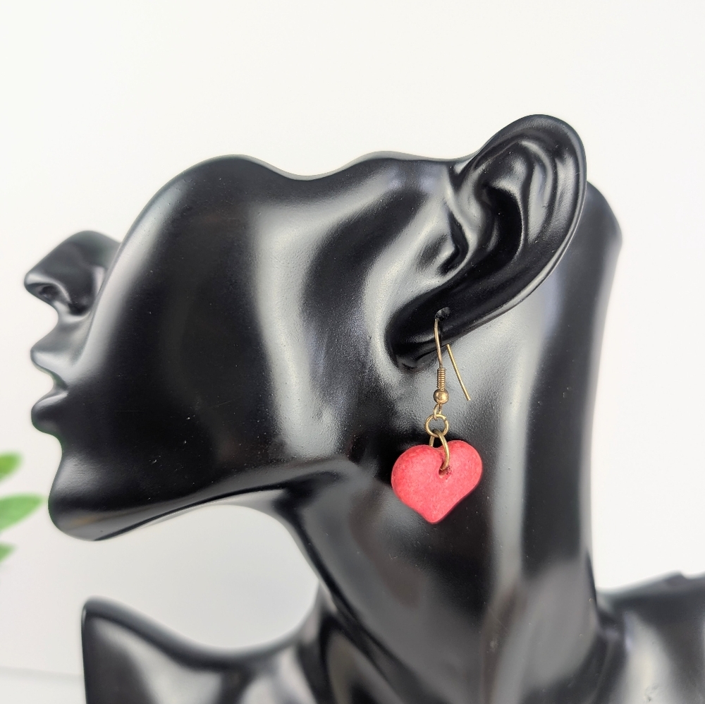 Pink Marbled Heart Earrings